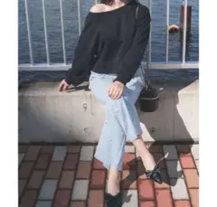 ハニーズ　パール付きデニムパンツ　LL
