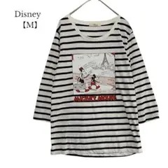 【 DiSNEY／ディズニー】七分丈 Tシャツ　ホーレス×ミッキー　ボーダー　M