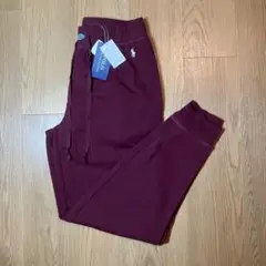 【未使用品】ポロラルフローレン ポニーロゴ刺繍 スウェットパンツ ワイン L
