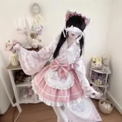 ドレス　浴衣 ロリータ ピンク ゆめかわ コスプレ 量産型　夏祭り　着物