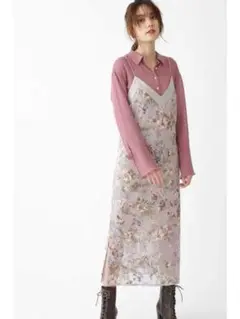 【JILLSTUART】ベルベットフラワーキャミワンピース ピンク サイズ4