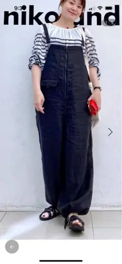 ニコアンド　FINEリネンサロペット