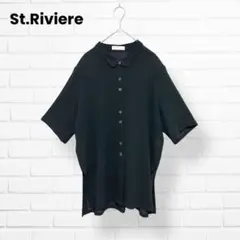 美品✨St.Riviere 日本製 半袖シャツ ブラウス シースルー 黒 ９号