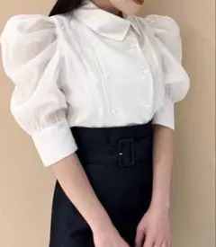 snidel ダブルフロントパフスリーブブラウス