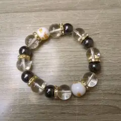 14mm 天然石数珠 タイガーアイシルバーオーラクラック ブレスレット