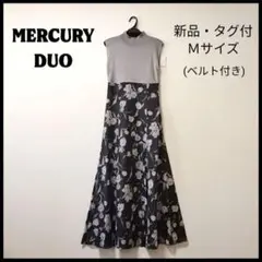 新品・タグ付！MERCURY DUO シアーノースリニット 花柄ワンピース Ｍ