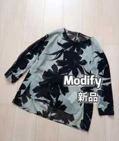 新品　Modify 　シアーブラウス　花柄　定価3.63万　手洗い◎