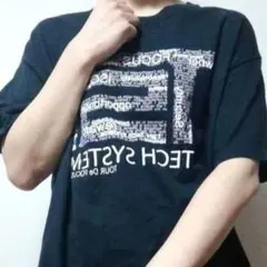 ギルダン テックシステムズ 英字 Tシャツ ブラック黒 Lビンテージ 古着