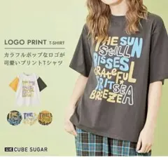 CUBE SUGAR ☆ロゴプリント Tシャツ М チャコール