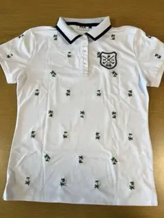 FILA ホワイトポロシャツ Lパームツリー刺繍