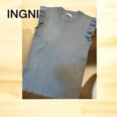 INGNI フリル付きノースリーブトップス ブルー