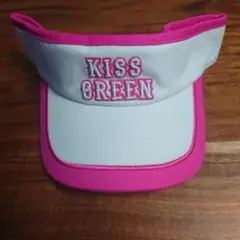 【未使用】キスオンザグリーン サンバイザー ゴルフ 白✕ピンク ロゴ