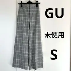 GU ジーユー グレンチェックパンツ ワイドパンツ ストレートパンツ S