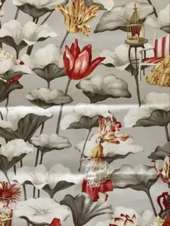 【美品】Harrison Howard　花と女性柄の端切れ　69cmx73cm