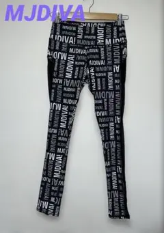 美品 MJDIVA 総ロゴ サイドメッシュ レギンス 総柄 エムジェイディーバ