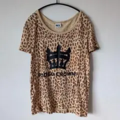 RODEOCROWNS　レディース　半袖Ｔシャツ　レオパード　茶色　デカロゴ