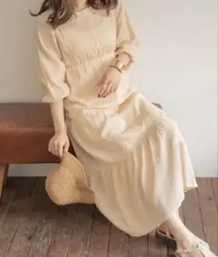 【最終値下げ】Ambre Neige ベージュ ロングワンピース 長袖 古着
