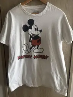 ミッキーマウス 白足 Tシャツ　バックプリント　L