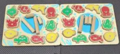 木製パズル　魚つり　ベネッセ　型はめパズル　こどもちゃれんじ 2個セット