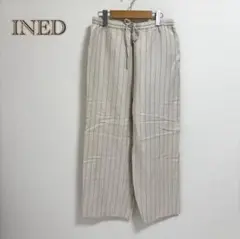 【イネド/INED】リネン混　麻　ワイドパンツ　ストライプ【11】イージーパンツ