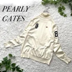 PEARLYGATES ニット セーター ハイネック ワッペン アームロゴ
