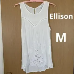 Ellison 刺繍入りホワイトノースリーブM