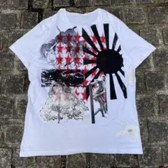 一点物 パンク アート Tシャツ シルクスクリーン カットオフ 白 黒 レッド