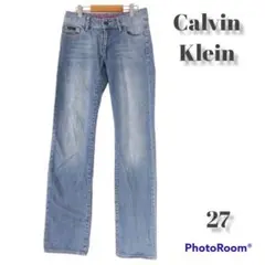 カルバン・クライン・ジーンズ 27 S 美品 ストレートデニム カジュアル 牛革