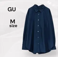 GU 黒シャツ シンプル ブラック 長袖シャツ Mサイズ 大きめサイズ