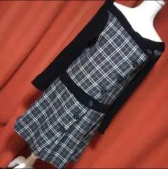 ヴィンテージ グレー チェック柄 ワンピース