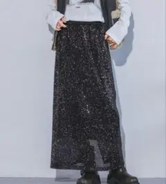 【新品タグ付き】JEANASIS スパンコールナロースカート ブラック フリー