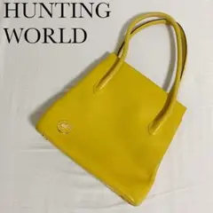 HUNTING WORLD トートバッグ ロゴ金具 エンボスレザー A4収納可