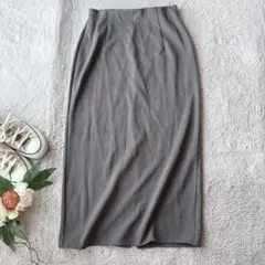美品(M)ユニクロ/ロングスカート/ストレッチ/ウエスト総ゴム/後ろスリット