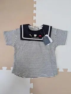 新品タグ付き Cottoli‎ セーラー襟 刺繍 ボーダー トップス 95