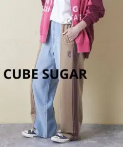 キューブシュガー CUBESUGAR ジャージ切替リメイク風デニム カジュアル