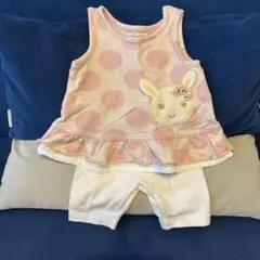 キムラタン　ウサギ刺繍フリルタンクトップセット