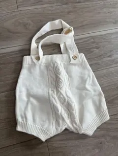 ホワイト ニットロンパース 73cm