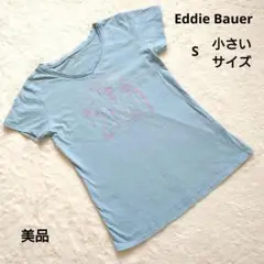 【美品】EddieBauer エディバウアー ブルー Tシャツ S 小さいサイズ