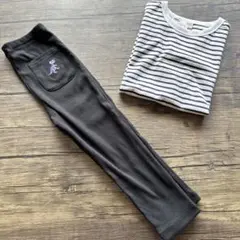 ストライプTシャツと7分丈レギンスセット