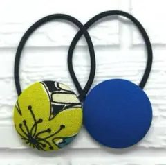 【358】ハンドメイド38mm くるみボタン　ヘアゴム