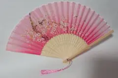 花柄 桜 扇子 タッセル付き ピンク