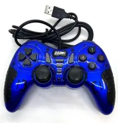 PC 連射機能付きUSBコントローラー (ブルー)