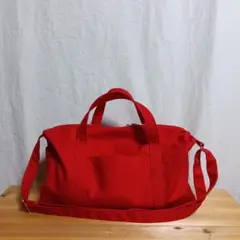 ちょっと訳ありハンドメイド【ボストンバッグ】11号帆布／レッド／赤／普段使い