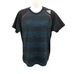 A427 adidas CLIMACOOL トレーニングTシャツS ボーダー 黑