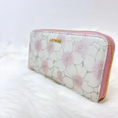 極美品✨エーテル　長財布　ラウンドジップ　桜　ゴールドロゴ　さくらモチーフ