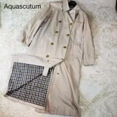 良品✨アクアスキュータム ロング トレンチコート クラブチェック ベージュ
