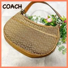 COACH ミニシグネチャー ハンドバッグ 6623 キャメル キャンバス