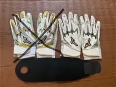 ミズノプロバッティング用手袋 ホワイト/ゴールド