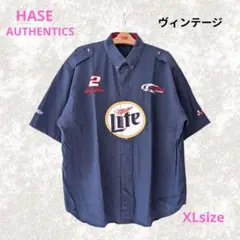 Miller Liteビール刺繍 企業物 ナポレオンカラーXL 半袖シャツ 紺