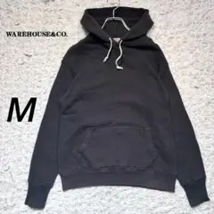『WAREHOUSE』　パーカー　無地　Lot.450 2本針　スミクロ　M